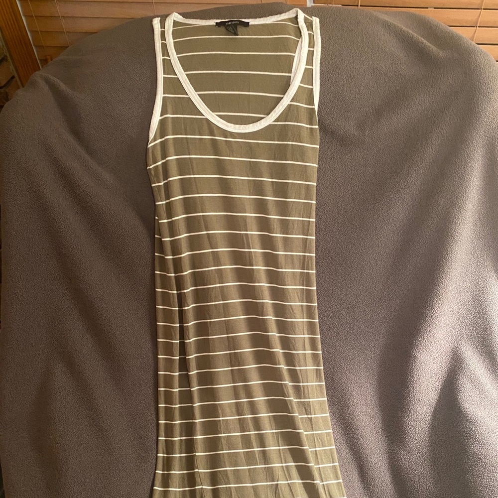 Forever 21 - Green/White striped dress. Size - M